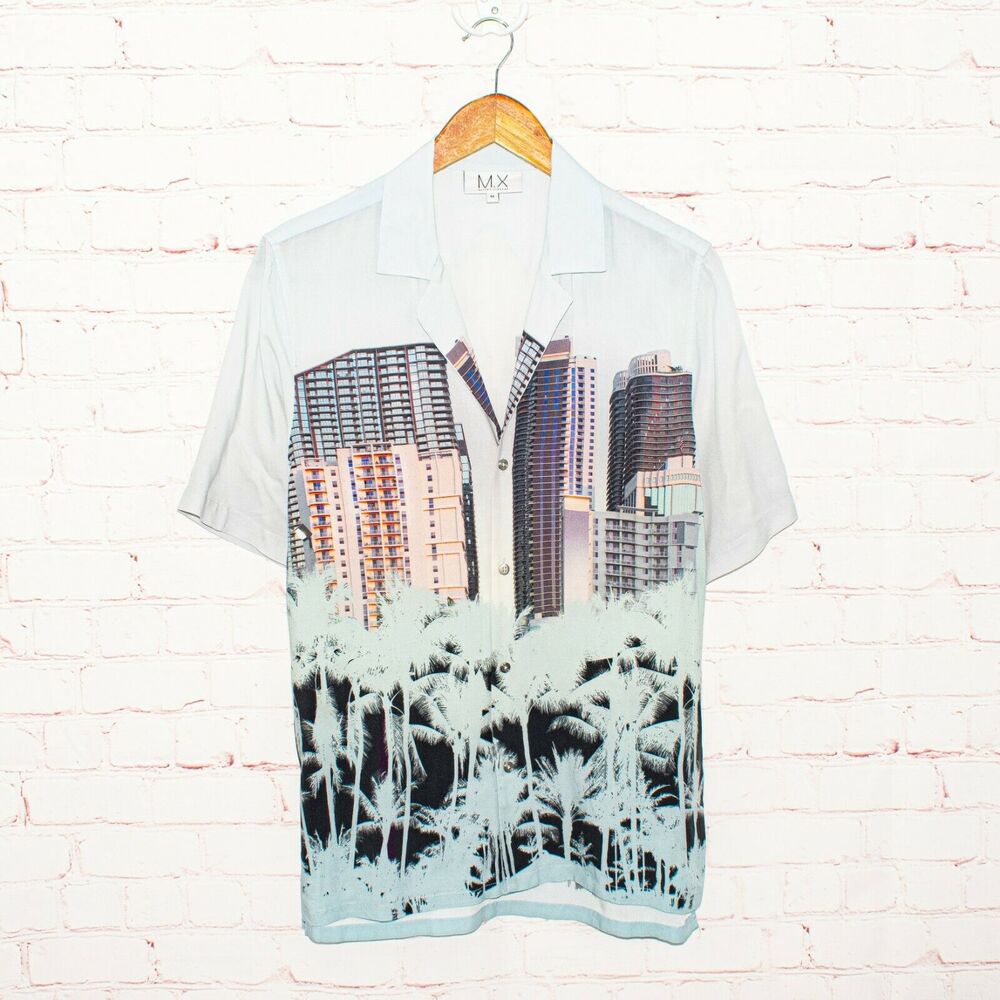MAXIME SIMOENS MX Men's Building Palm Button up Shirt Size Medium